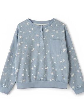 Splendid Light Blue Star Print Pullover Pajama  Lounge Top